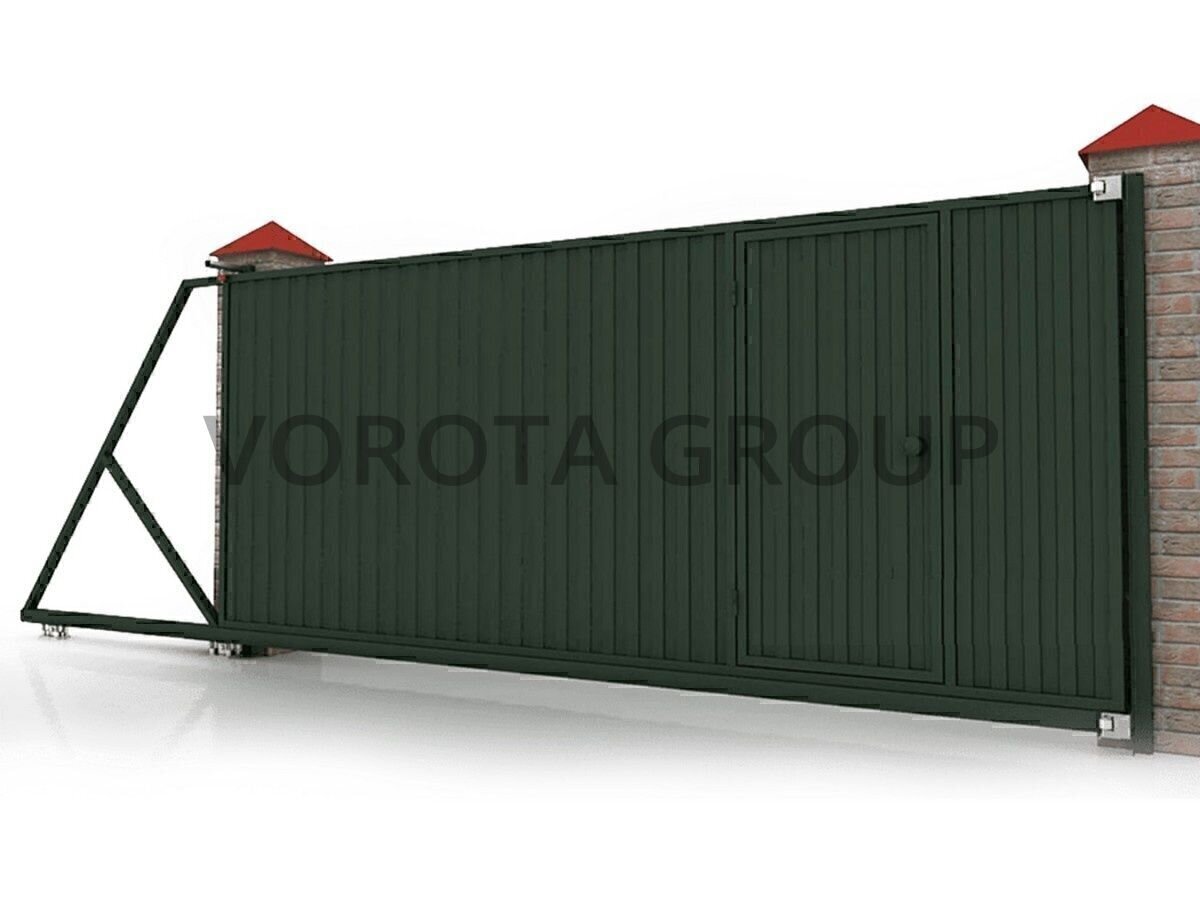 Откатные ворота с калиткой Alutech 4000x2250 Откатные ворота с калиткой Alutech 4000x2250