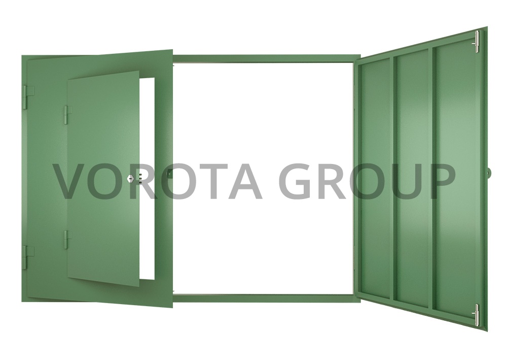 Металлические гаражные ворота Doorhan зеленого цвета 3300x2100