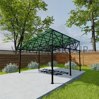 Треугольный навес зеленого цвета, монолитный поликарбонат 6500*8000