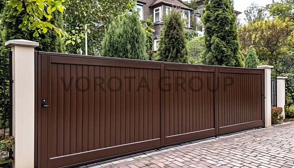 Откатные ворота Doorhan на бетонных столбах 1800х4200